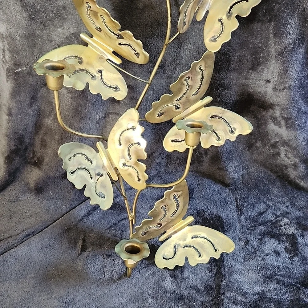 Vintage Brass Butterfly Wall Art  Gold-Copper Fluttering Movement MCM